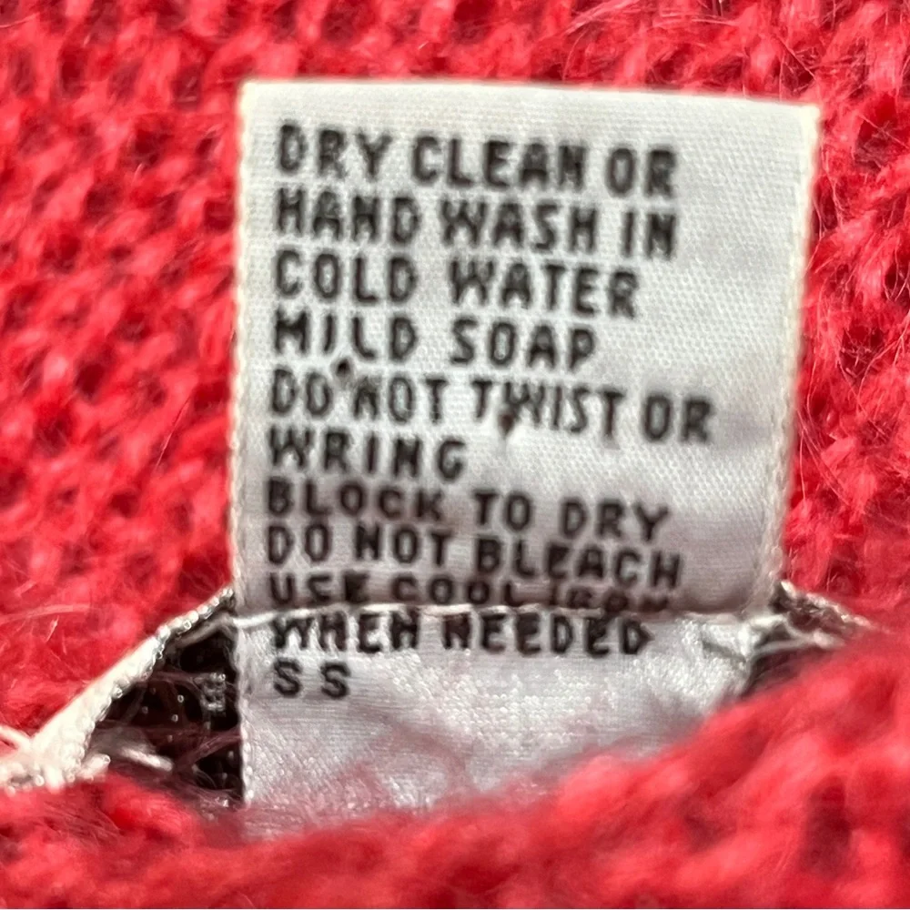 Vintage CRYSTAL Pink Mohair Wool Cable Knit Pullover Sweater Medium Crew Neck - Picture 10 of 13